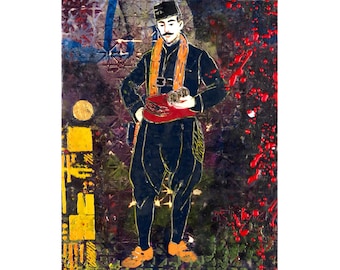 Encaustic Art - Painting with Wax - Bulgarian Folk - Traditional Attire - Kotel