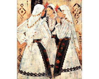 Encaustic Art - Painting with Wax - Bulgarian Folk - Dance Series