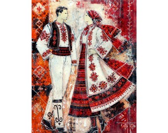 Encaustic Art - Painting with Wax - Bulgarian Folk - Dance Series