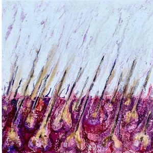 Painting-Fine Art-Original Encaustic Abstract Painting on Thick Gallery Wood Panel-12x12in-Abstract Microscopy-Growing
