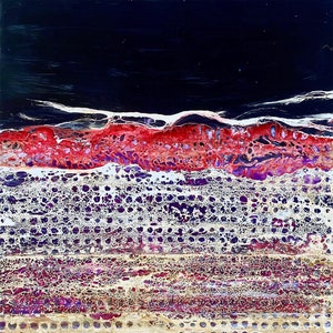 Painting-Fine Art-Original Encaustic Abstract Painting on Thick Gallery Wood Panel-12x12in-Abstract Microscopy-Skin