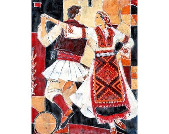 Encaustic Art - Painting with Wax - Bulgarian Folk - Dance Series