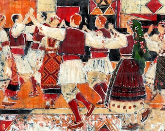 Encaustic Art - Painting with Wax - Bulgarian Folk - Dance Series