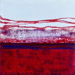 Painting-Fine Art-Original Encaustic Abstract Painting on Thick Gallery Wood Panel-12x12in-Abstract Microscopy-Skin