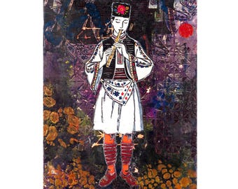 Encaustic Art - Painting with Wax - Bulgarian Folk - Traditional Attire - Pleven