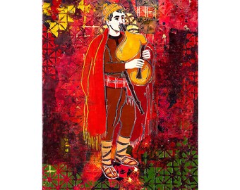Encaustic Art - Painting with Wax - Bulgarian Folk - Traditional Attire - Sredni Rodopi