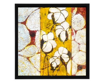 Painting-Fine Art-Original Encaustic Painting on Wood - 12x12 in - Framed - Cotton