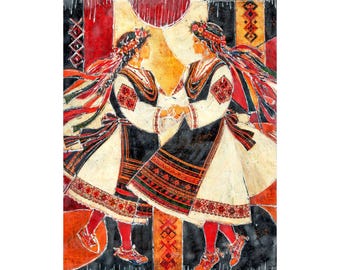 Encaustic Art - Painting with Wax - Bulgarian Folk - Dance Series