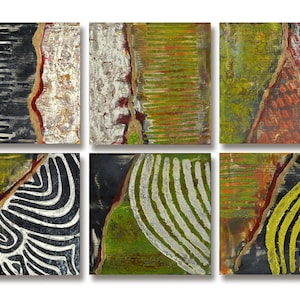 Encaustic Abstract Painting on Wood: Iron Rust & Wax Art (8x8)