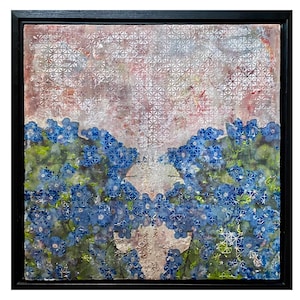 RESERVED Painting-Fine Art-Large Original Abstract Encaustic Painting, Black Frame - 26x26 in
