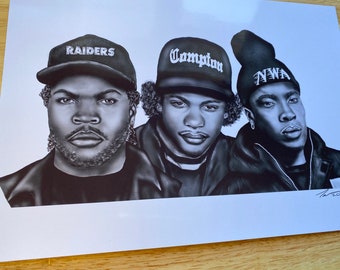 洋楽 NWA Eazy-E Ice Cube Dr Dre / RAP PAGES N.W.A | NWA Art | Eazy E | Ice Cube | Dr Dre | Realisim Art