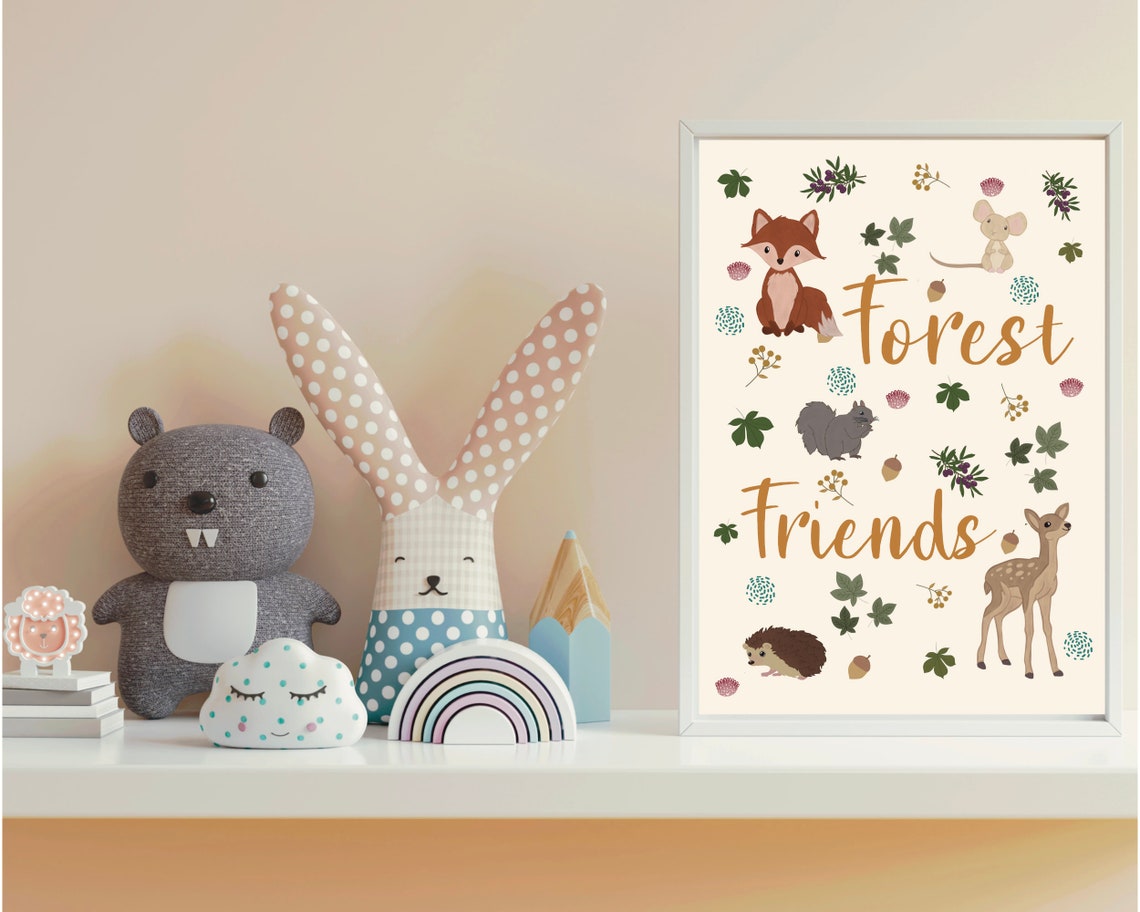 Forest friends childrens wall print nursery print | Etsy