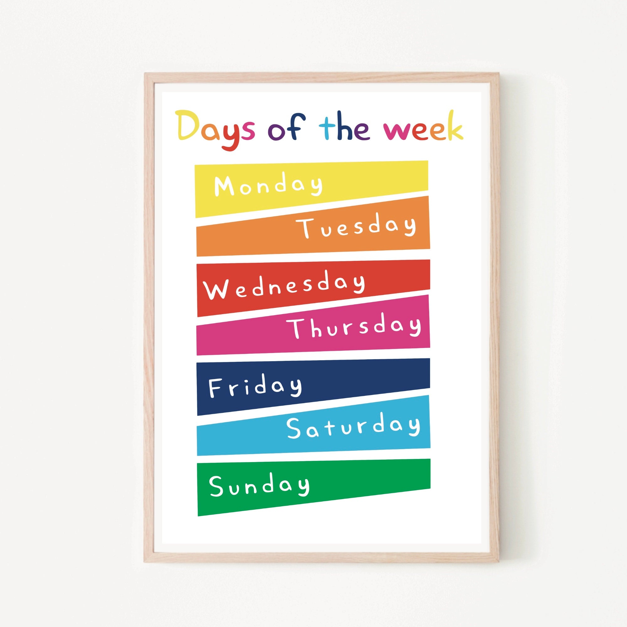 Days of the week kids print educational | Etsy