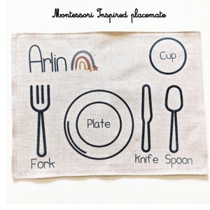 Personalised Montessori Placemat, Placemat for Toddler , Montessori Tableware, Montessori Education