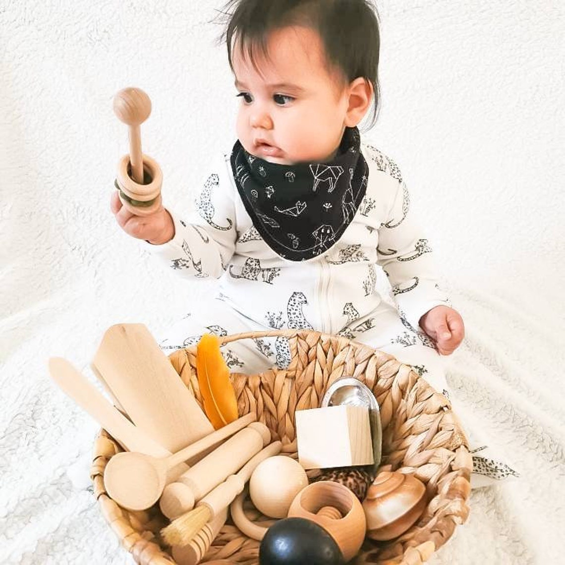 Baby Sensory Basket Montessori Treasure Basket Personalised Etsy