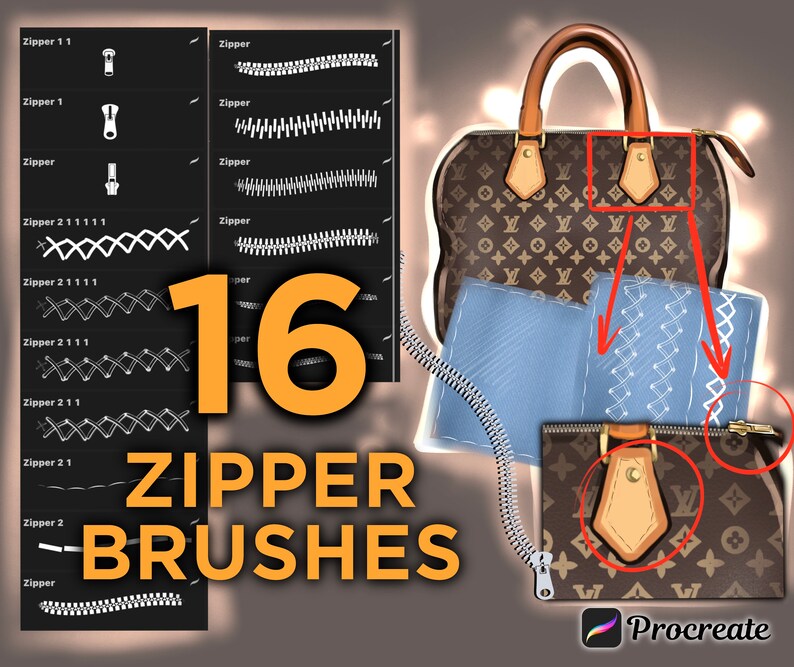 Zipper Brushes Procreate Brushes Digital Brushes for Etsy