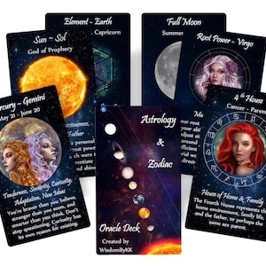 Astrology and Zodiac oracle deck. Prediction oracle cards.