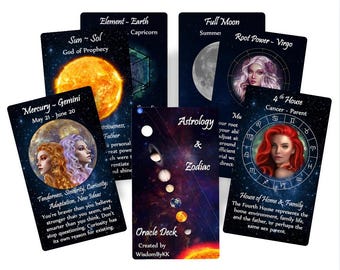 Astrology and Zodiac oracle deck. Prediction oracle cards.