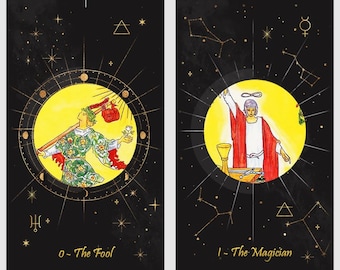 Celestial tarot deck. Cosmic tarot cards.