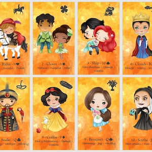 Baralho do Oráculo Lenormand dos Contos de Fadas. Cartas de Princesa e Príncipe