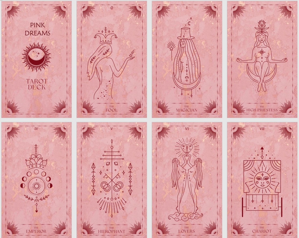 Pink Dreams Tarot Deck. Minimalist and Symbolic Tarot Cards Etsy