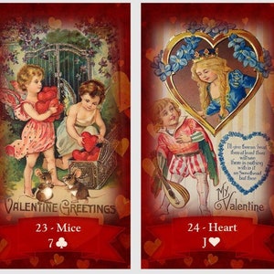 Valentine,s Day Lenormand oracle deck. Vintage cards