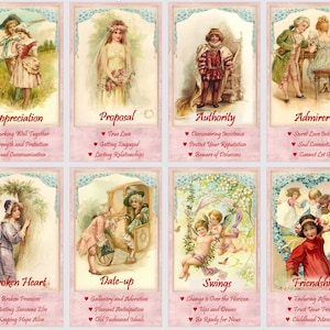 Baraja del oráculo del amor romántico. Cartas del oráculo del amor de la época victoriana.