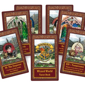 Baralho de Tarô do Mundo Mágico. Cartas de tarô da escola de magia.