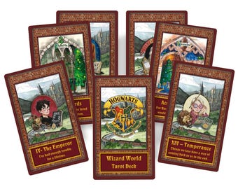 Baraja de Tarot del Mundo Mágico. Cartas del tarot de la escuela de magia.