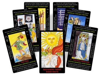 Beginner's Rider Waite Tarot Deck with Meanings - Includes Velvet Bag & Ebook