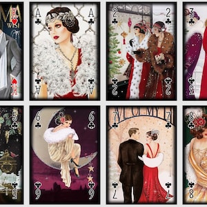 Art Deco speelkaarten. Poker- en bridgekaarten