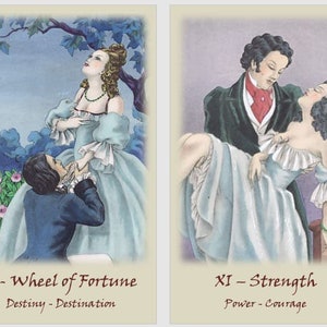 Baraja de tarot del amor romántico. Cartas del tarot en acuarela