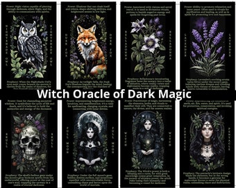 Witch Oracle of Dark Magic. Witchcraft oracle cards, and Spell candle