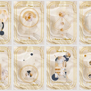 Baraja del oráculo del Universo Divino. Cartas de afirmación doradas