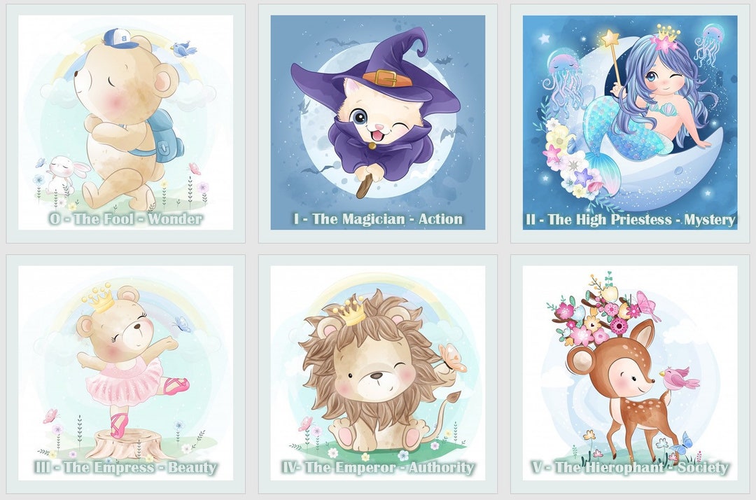 Cute Animal Tarot Deck. Cartoon Tarot Etsy