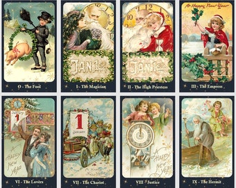 Happy New Year Tarot deck. Vintage tarot