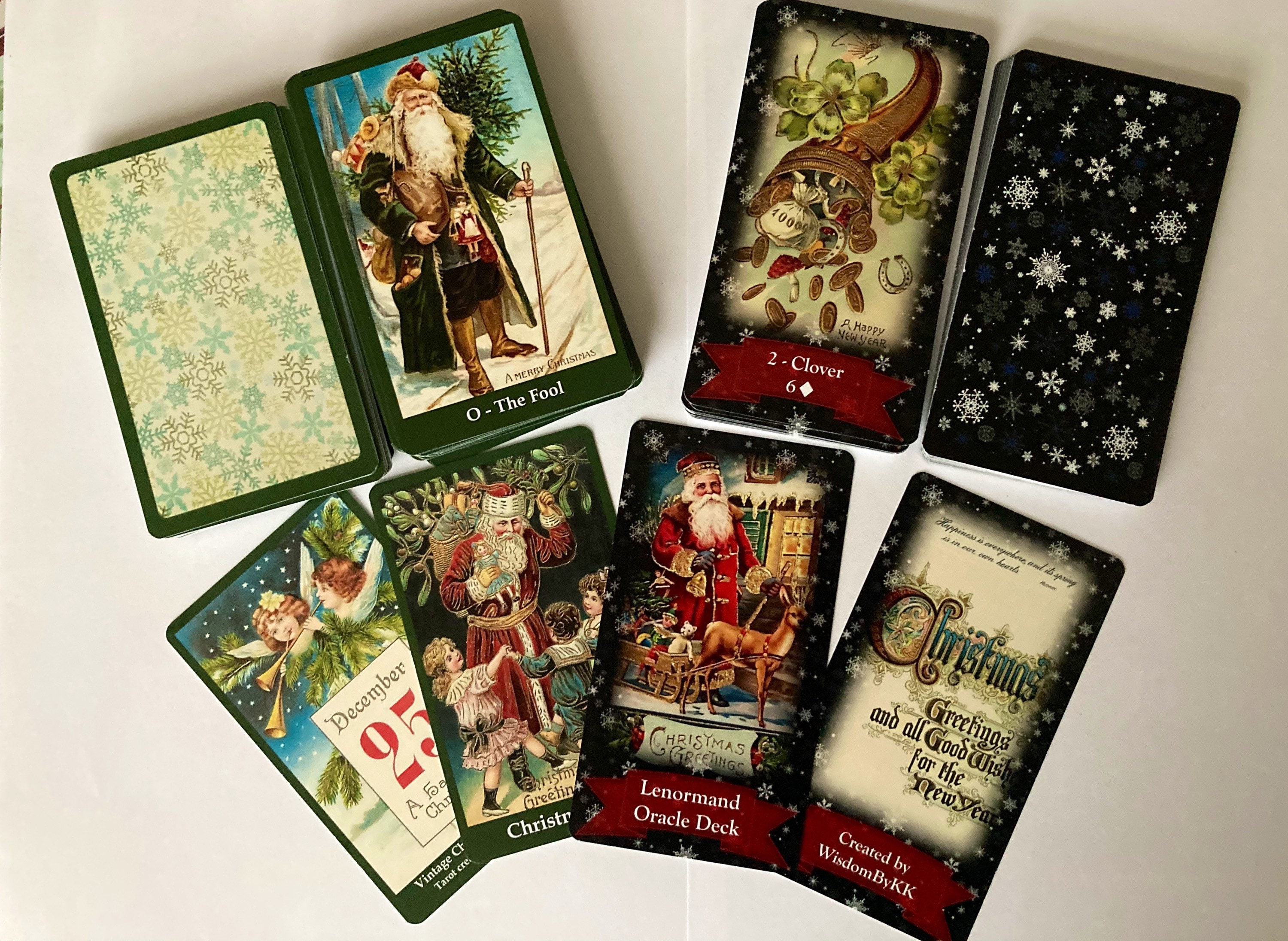 2 Christmas Tarot and Lenormand decks. Christmas gift set Etsy