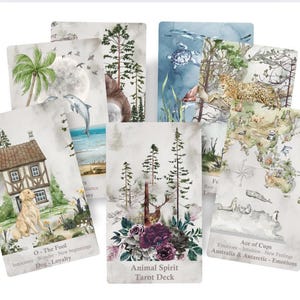 Animal Spirit Tarot Deck with Guidance. Watercolor Wisdom Cards with Ebook