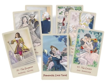 Jeu de tarot amour romantique. Cartes de tarot aquarelles