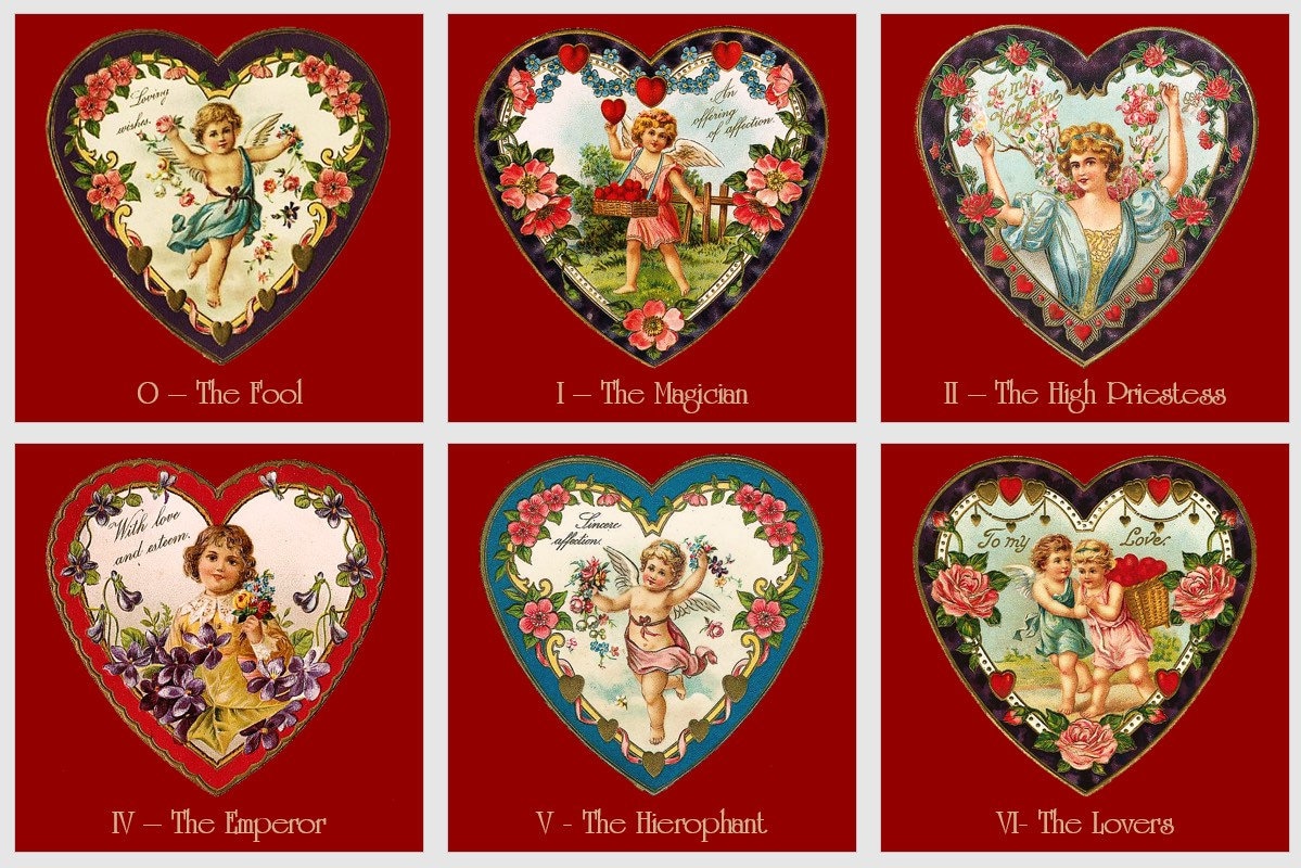 Valentine’s Day Tarot Heart Tarot Deck. Valentines Day Tarot. Vintage - Etsy