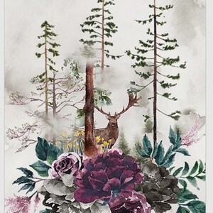 May include: A watercolor illustration of a deer in a forest setting with a floral border. The text "Animal Spirit Tarot Deck" is at the bottom of the image.