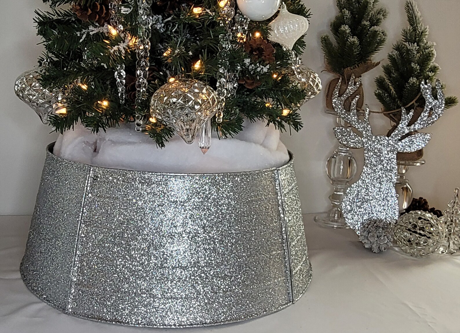 20 Metal Christmas Tree Collar Farmhouse Glam Silver Etsy