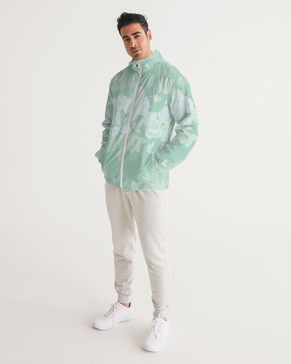 Mint Green Roses Men's Windbreaker Men 