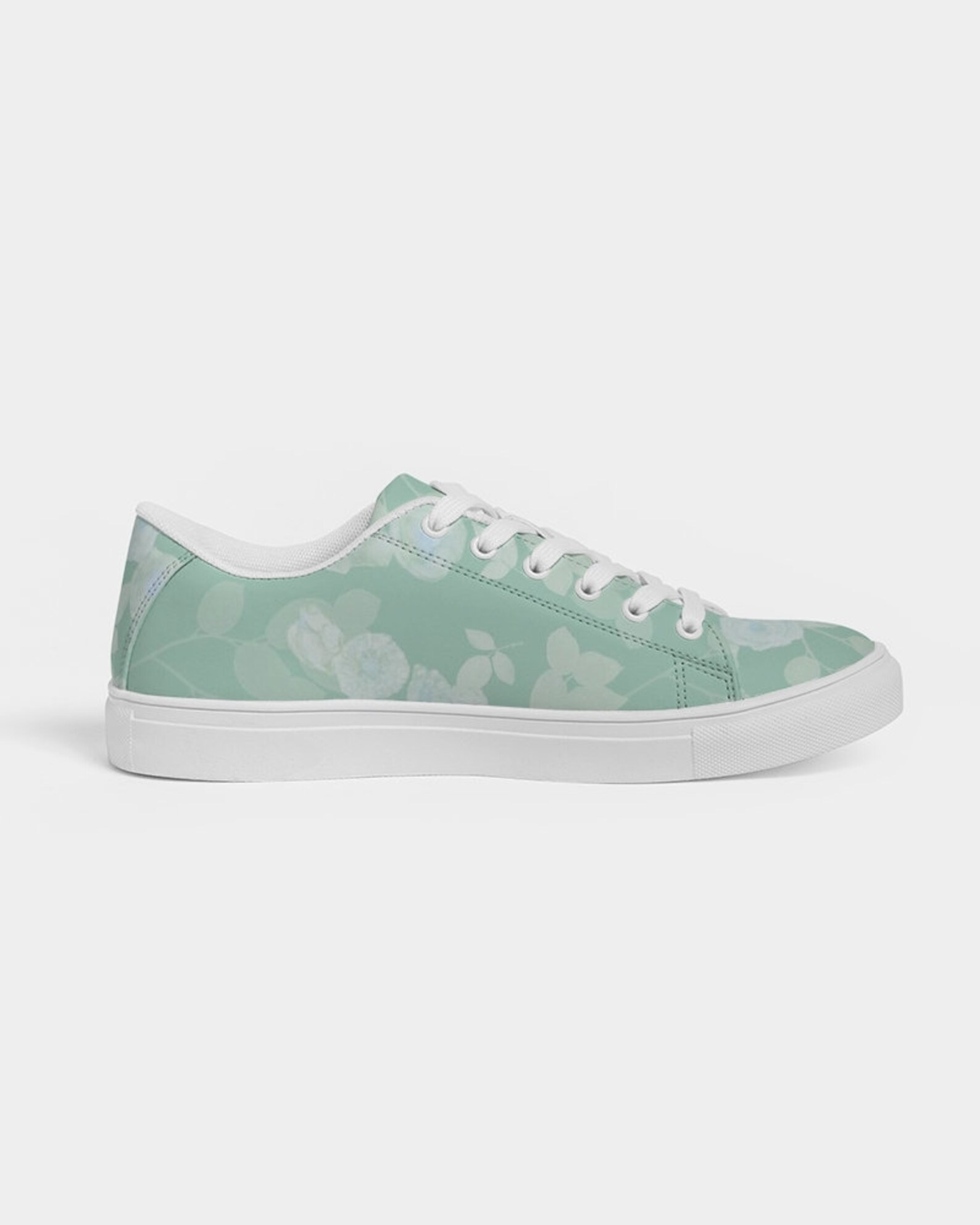 mint green and white shoes