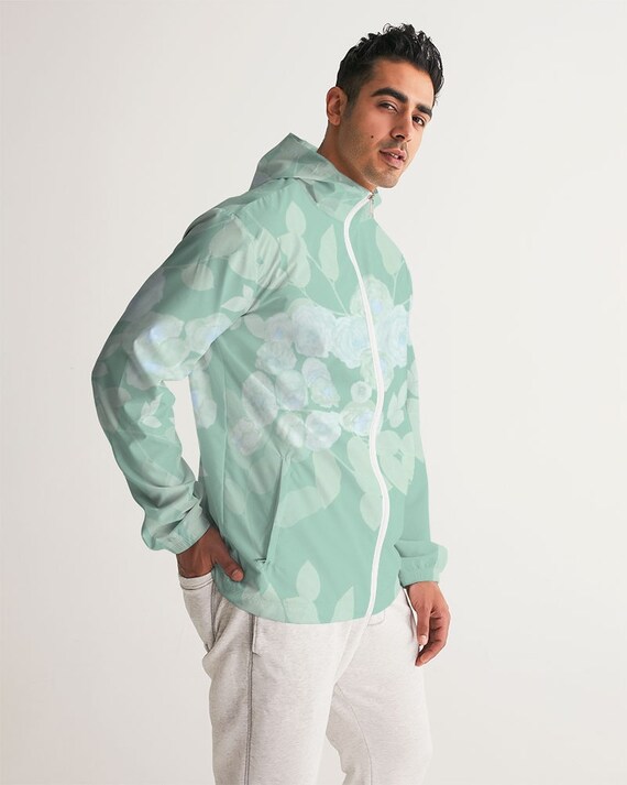 Mint Green Roses Men's Windbreaker Men 
