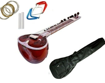 Sitar Best Design 7 Main String and 11 or 13 Sympathetic String With Bag, Mizrab