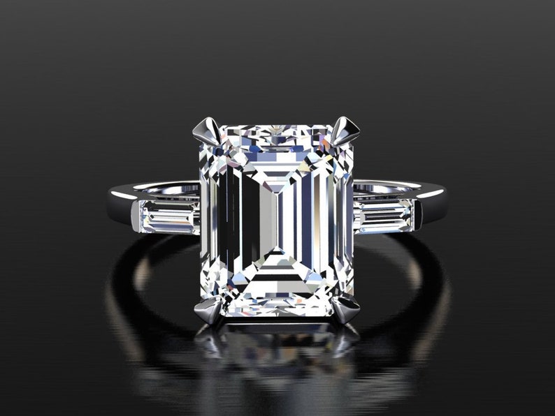 Platinum Moissanite Ring 3 Stone Engagement Ring 3 Carat - Etsy