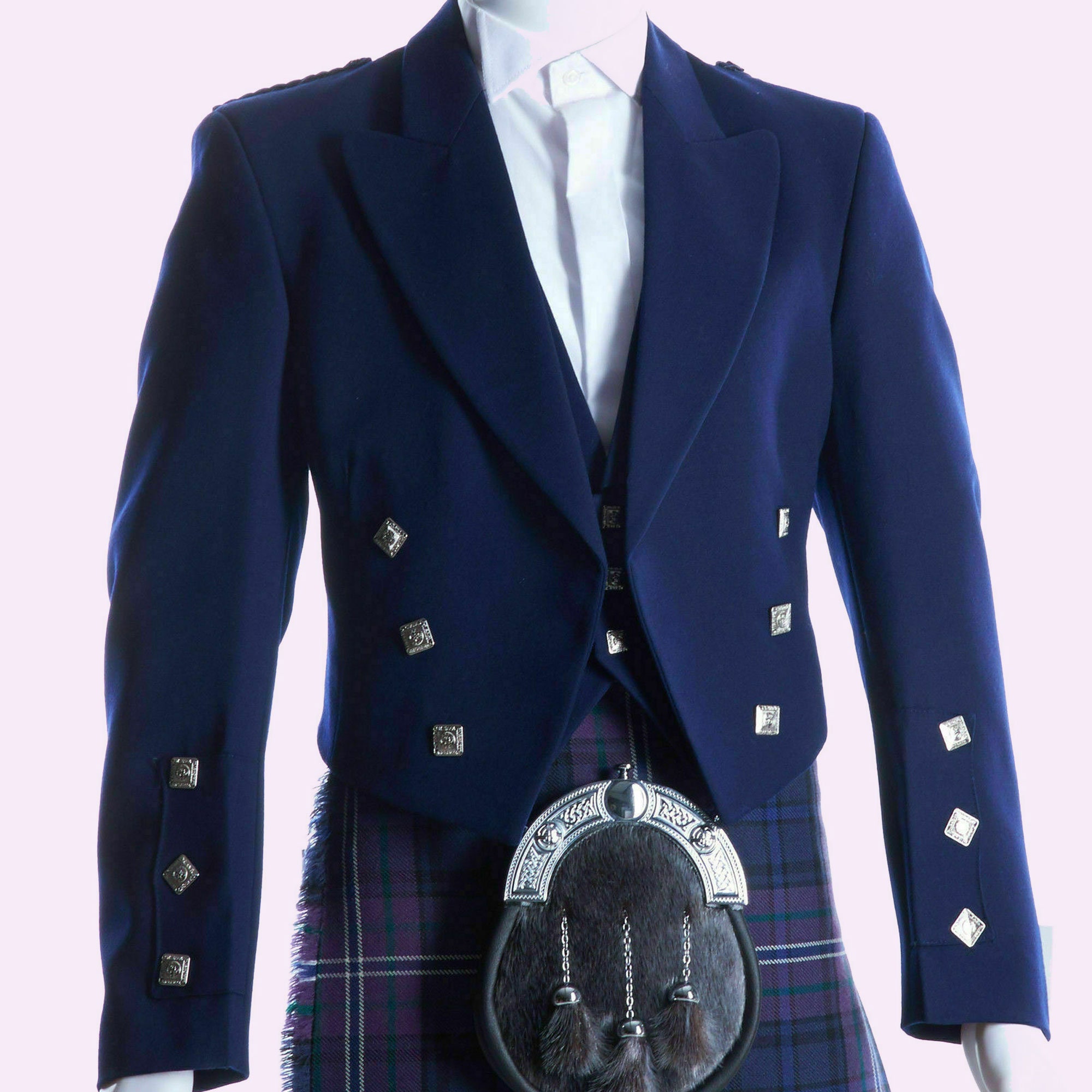 Boys & Mens Navy Scottish Prince Charlie Kilt Jacket & Waistcoat/Vest All Size