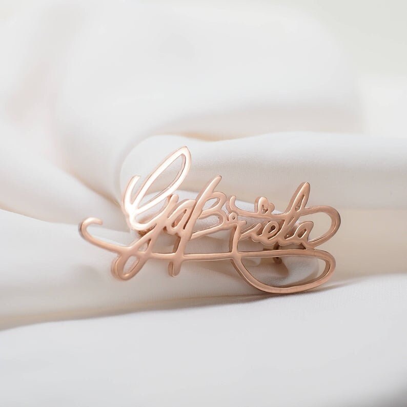 Handwriting Signature Brooch, Custom Name Brooch, Personalized Gift, Mothers Gift, Girlfriend Gift zdjęcie 5