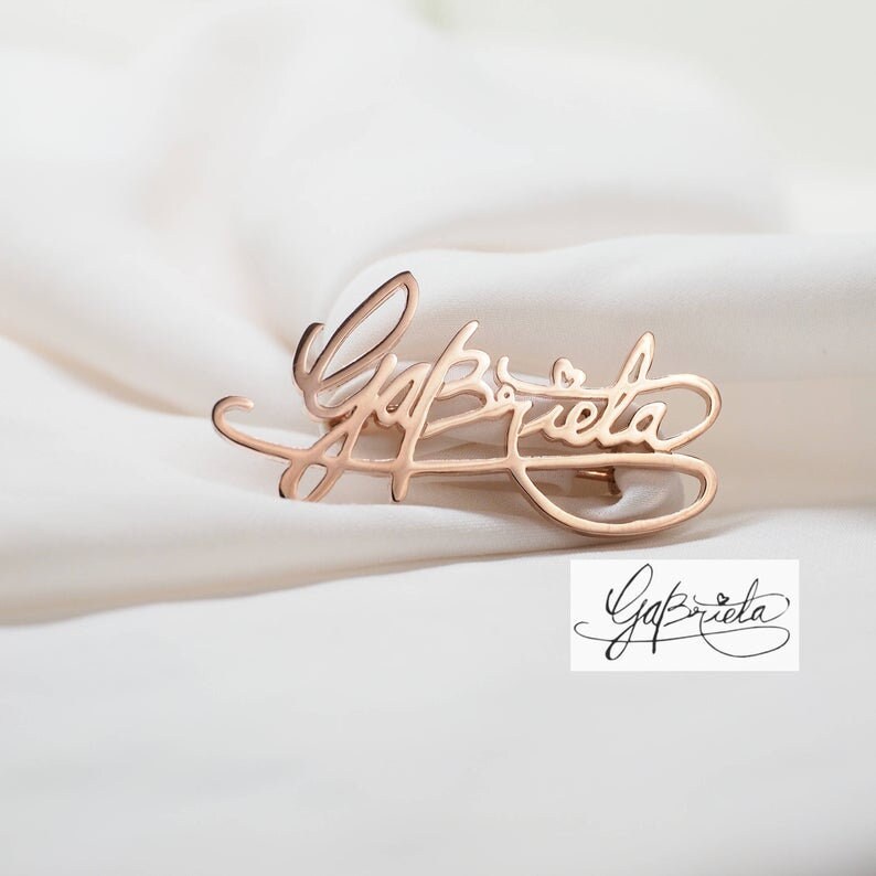 Handwriting Signature Brooch, Custom Name Brooch, Personalized Gift, Mothers Gift, Girlfriend Gift zdjęcie 2